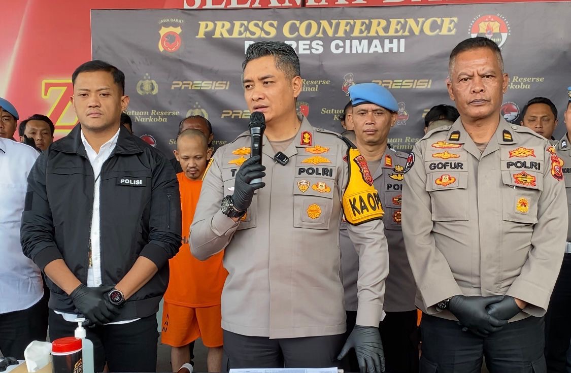 Press Conference Kapolres Cimahi pada penangkapan kasus curanmor, Selasa (23/7/2024)