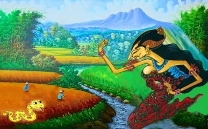 Ilustrasi mitologi Nyai Sri Pohaci (foto: Pinterest)